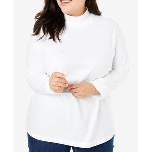 White Mock Turtleneck Top 2X Woman Within